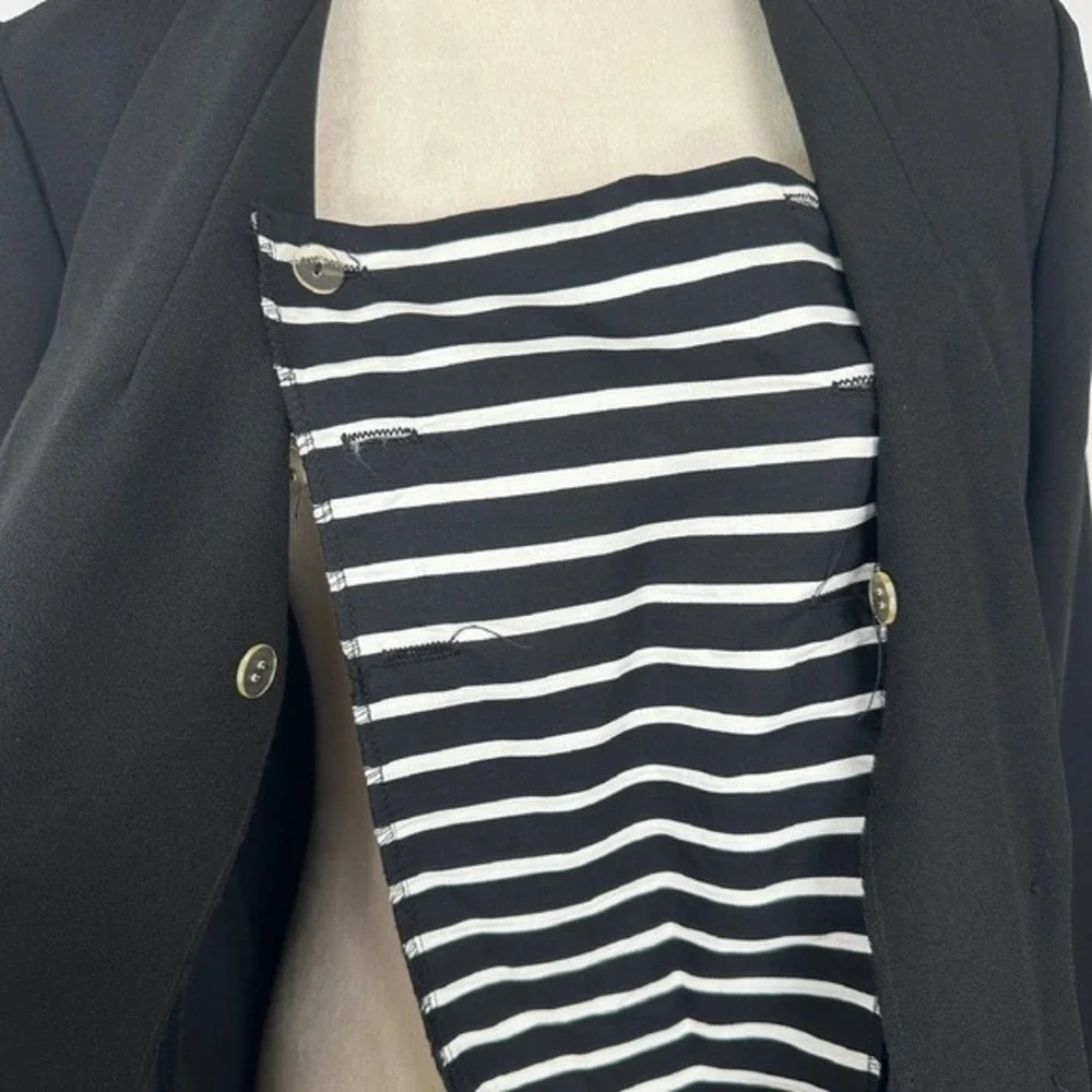 Vintage Virgo Petite‎ Black Blazer Business Career Gold Buttons Womens 14 Petite